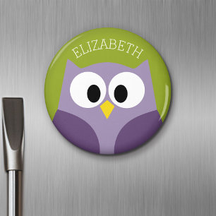 Niedlicher Cartoon Owl Lila und Pistachio Individu Magnet