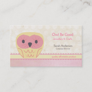 Niedlicher Cartoon Owl Shabby Chic Pink Business C Visitenkarte