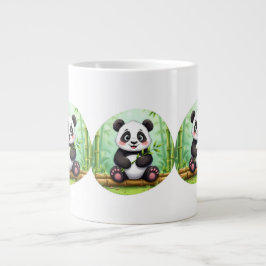 Niedlicher Cartoon-Panda auf Bambusfleck Jumbo-Tasse