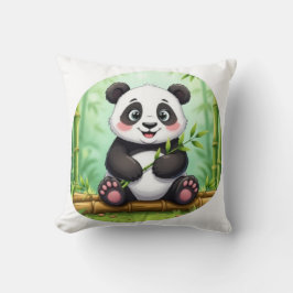 Niedlicher Cartoon-Panda auf Bambusfleck Kissen