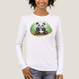 Niedlicher Cartoon-Panda auf Bambusfleck Tri-Blend Shirt