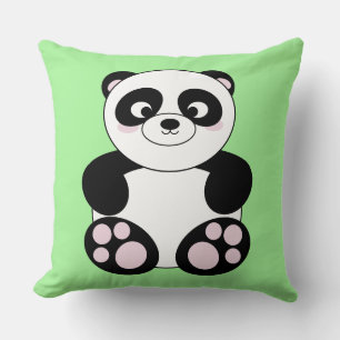 Niedlicher Cartoon Panda Green Throw Kissen