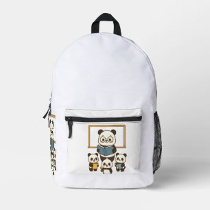 Niedlicher Cartoon Panda Lehrer und Schüler der Sc Bedruckter Rucksack