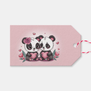 Niedlicher Cartoon Panda Liebhaber Herzens Valenti Geschenkanhänger