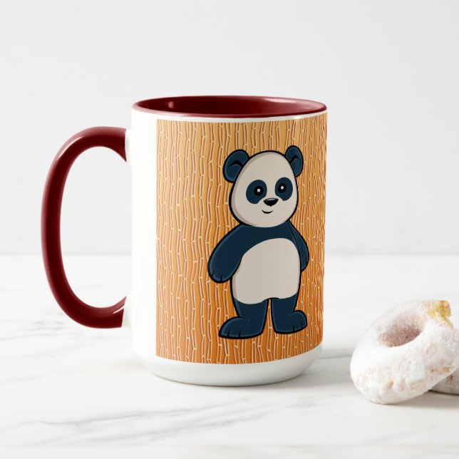 Niedlicher Cartoon Panda mit Bamboo-Tasse Tasse (Mit Donut)