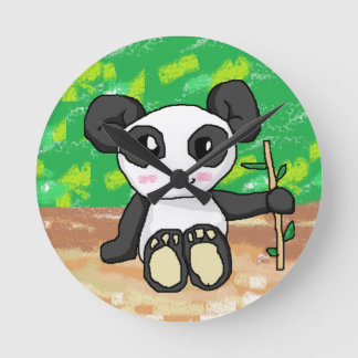 niedlicher Cartoon Panda Runde Wanduhr