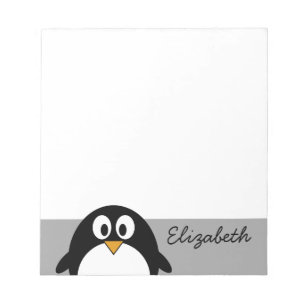Niedlicher Cartoon Penguin mit grauem Hintergrund Notizblock