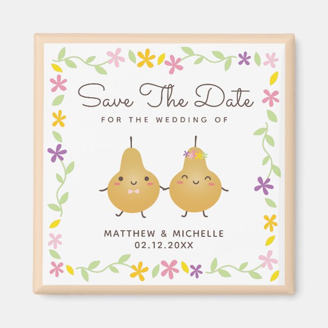 Niedlicher Cartoon Perfect Pear Couple Elegantes H Magnet (Vorne)