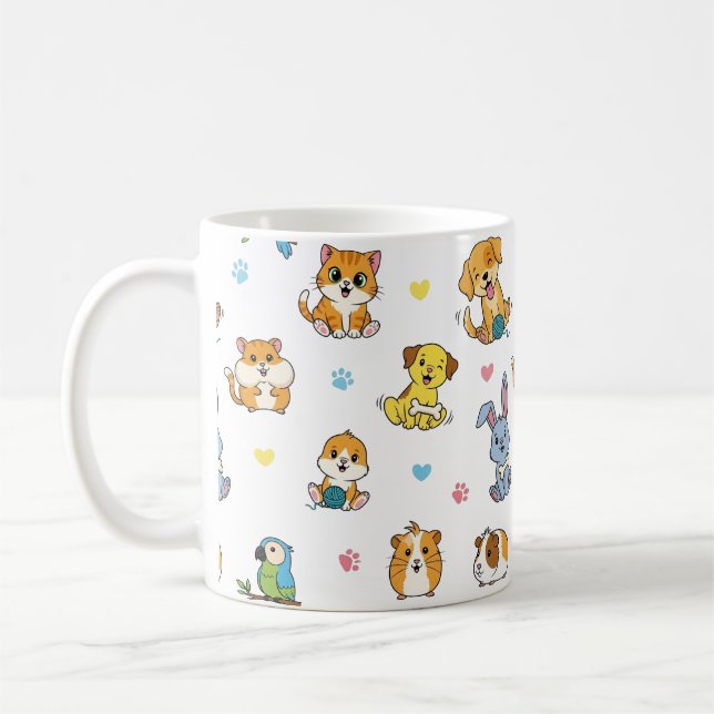 Niedlicher Cartoon Pet Pattern Kaffeemaschine Tass Kaffeetasse (Links)