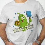 Niedlicher Cartoon Pickle Wilhelm Tell T-Shirt<br><div class="desc">Dieser pickleball-T - Shirt,  mit seinem zauberhaften Cartoon,  ist eine großartige Möglichkeit,  einen anderen Spieler fragen,  um mit Ihnen auf dem Platz zu spielen.</div>