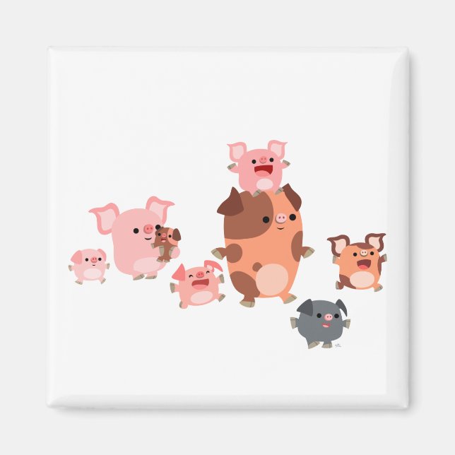 Niedlicher Cartoon Pig Family Magnet (Vorne)