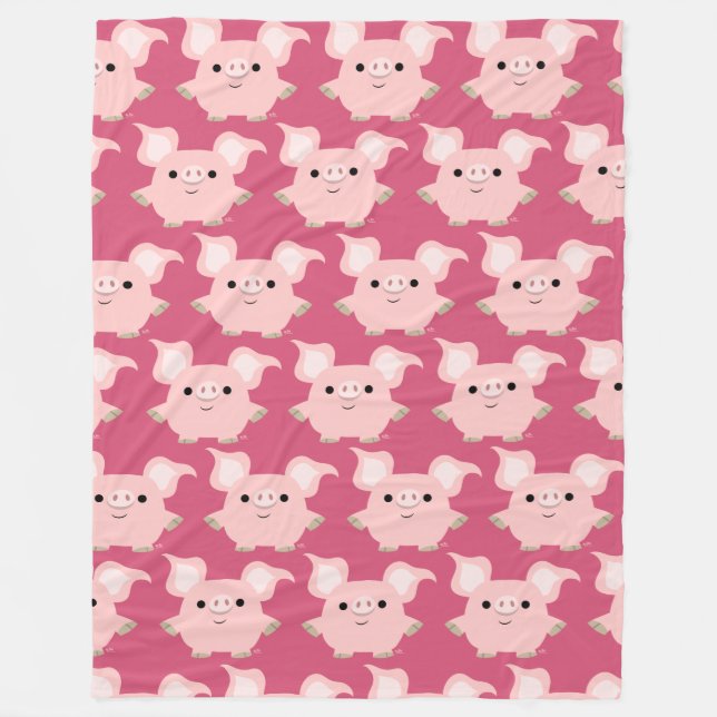 Niedlicher Cartoon Pig Fleece Blanket (Vorderseite)