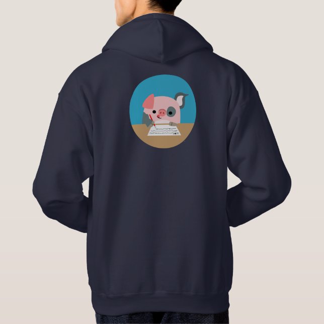 Niedlicher Cartoon Pig Hoodie schreiben (Rückseite)