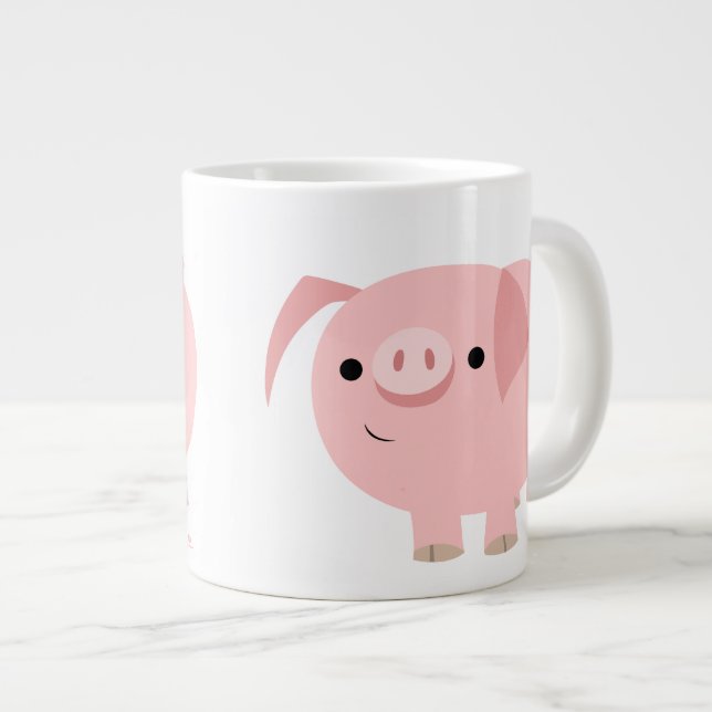 Niedlicher Cartoon Pig Jumbo Tasse (Vorderseite Rechts)