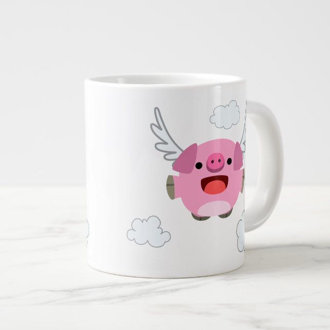 Niedlicher Cartoon Pig Jumbo-Tasse (Vorderseite Rechts)