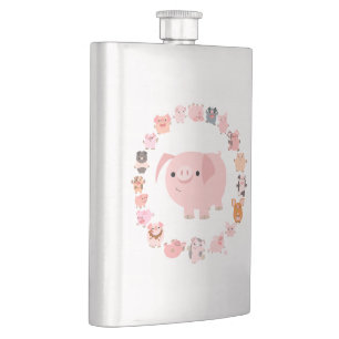 Niedlicher Cartoon Pig Mandala Classic Flask Flachmann
