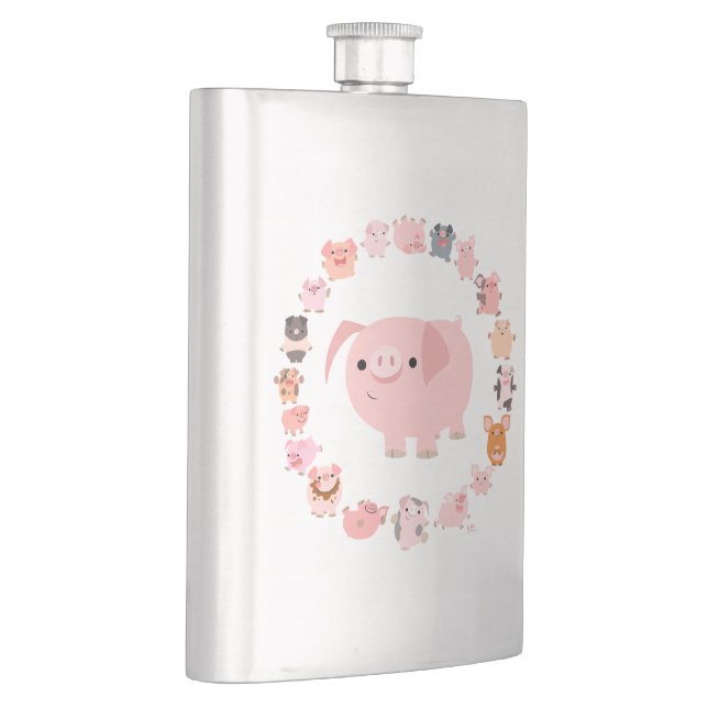 Niedlicher Cartoon Pig Mandala Classic Flask Flachmann (Rechts)