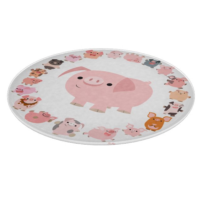 Niedlicher Cartoon Pig Mandala Cutting Board Schneidebrett (Ecke)