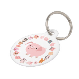 Niedlicher Cartoon Pig Mandala Dog Tag Tiermarke