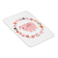 Niedlicher Cartoon Pig Mandala Flexible Magnet