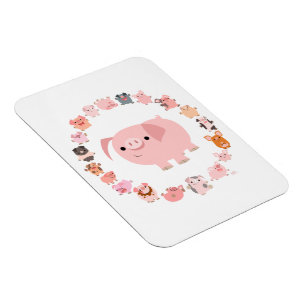 Niedlicher Cartoon Pig Mandala Flexible Magnet