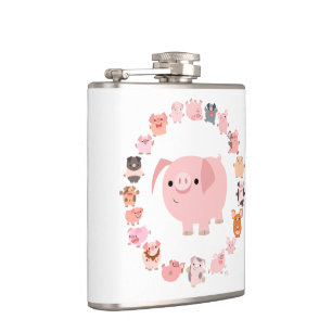 Niedlicher Cartoon Pig Mandala Hip Flask Flachmann