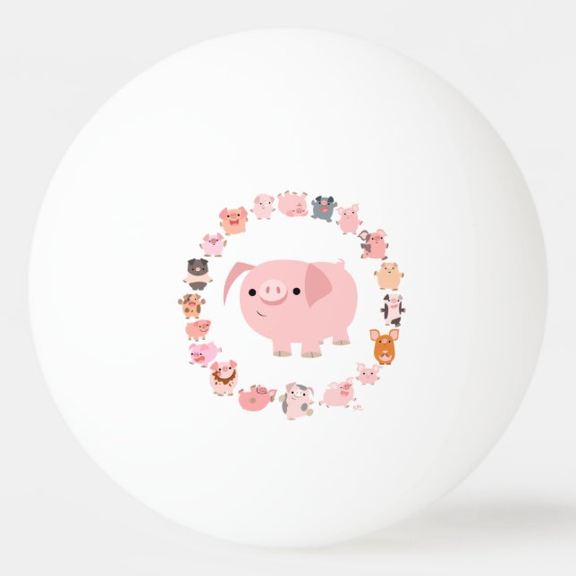 Niedlicher Cartoon Pig Mandala Ping Pong Ball Tischtennisball (Vorderseite)