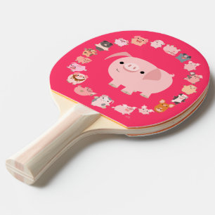Niedlicher Cartoon Pig Mandala Ping Pong Paddle Tischtennis Schläger