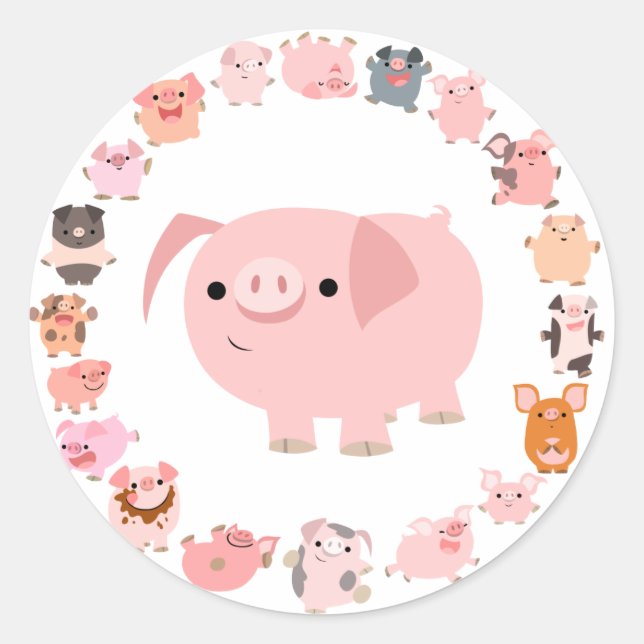 Niedlicher Cartoon Pig Mandala Sticker (Vorderseite)