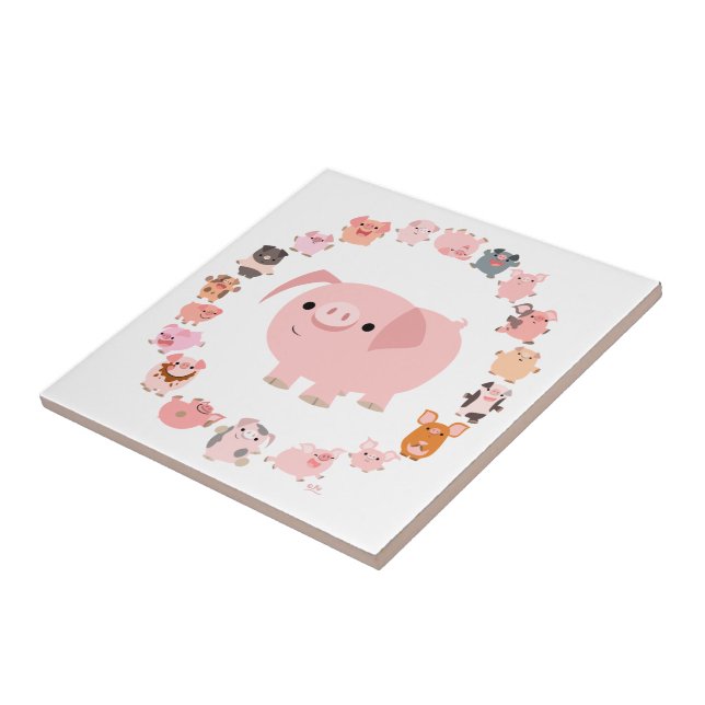 Niedlicher Cartoon Pig Mandala Tile Fliese (Seite)