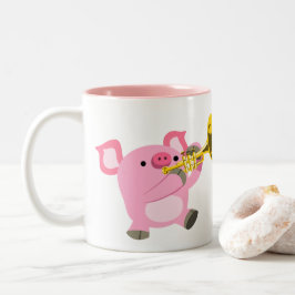 Niedlicher Cartoon Pig Playing Trumpet Tasse