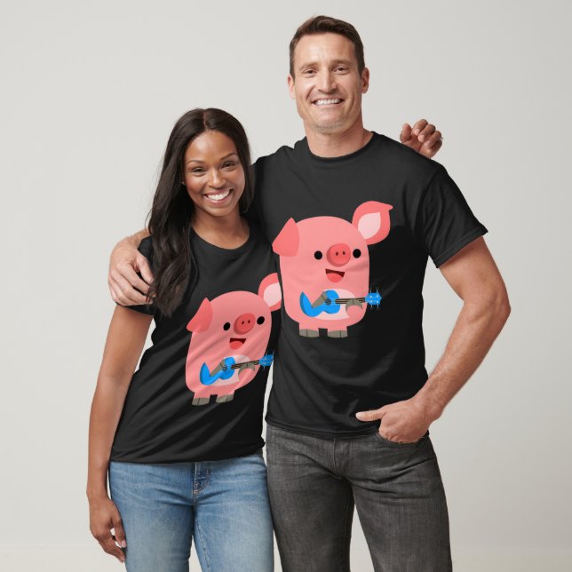 Niedlicher Cartoon Pig Playing Ukulele T - Shirt (Unisex)