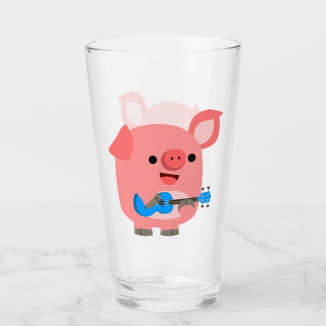 Niedlicher Cartoon Pig Playing Ukulele Tumbler (Vorderseite)