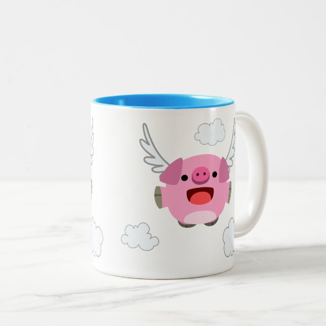 Niedlicher Cartoon Pig Zweifarbige Tasse (VorderseiteRechts)