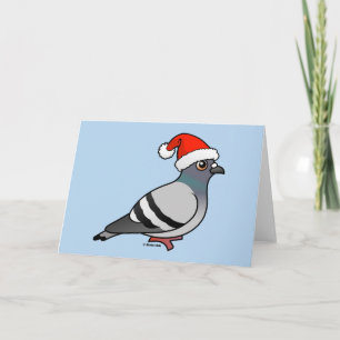 Niedlicher Cartoon Pigeon Santa Feiertagskarte
