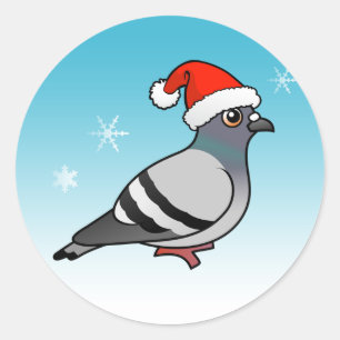 Niedlicher Cartoon Pigeon Santa Runder Aufkleber