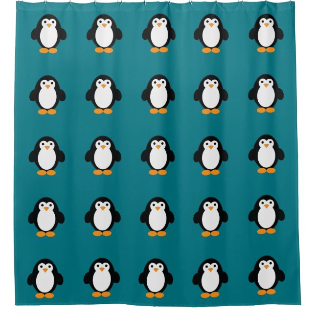 Niedlicher Cartoon Pinguin Duschvorhang (Vorderseite)