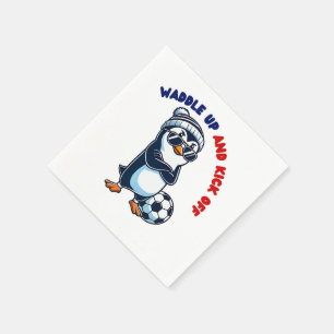 Niedlicher Cartoon Pinguin-Fußballspieler cool Serviette