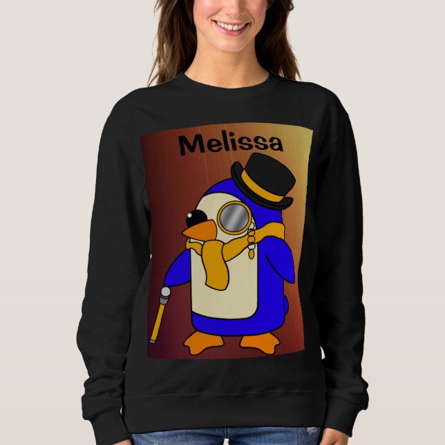 Niedlicher Cartoon Pinguin-Gelb Sweatshirt (Vorderseite)