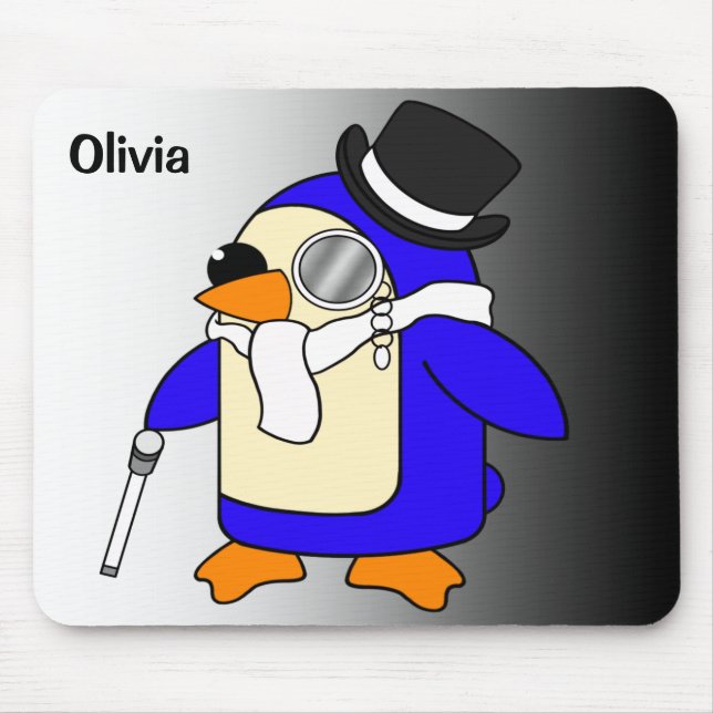 Niedlicher Cartoon Pinguin in Schwarz/Weiß Mousepad (Vorne)