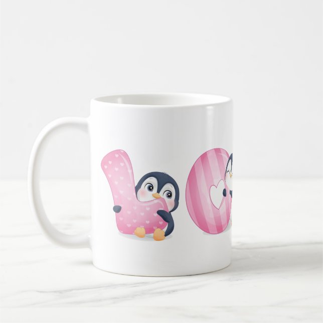 Niedlicher Cartoon Pinguin Kaffee Tasse (Links)