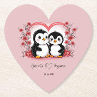 Niedlicher Cartoon Pinguin Liebhaber Herzens Valen