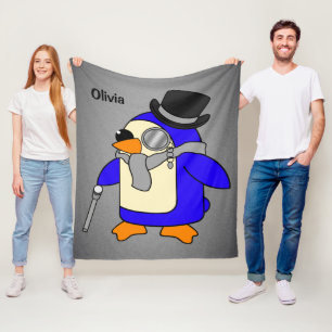 Niedlicher Cartoon Pinguin-neutral grau Fleecedecke