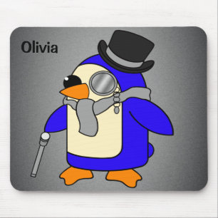Niedlicher Cartoon Pinguin-neutral grau Mousepad