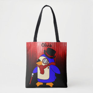 Niedlicher Cartoon Pinguin rot und schwarz