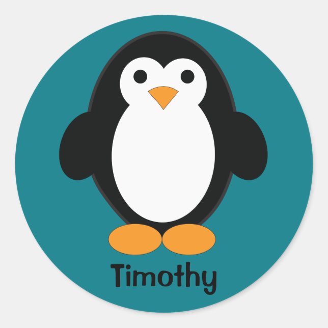 Niedlicher Cartoon Pinguin Runder Aufkleber (Vorderseite)