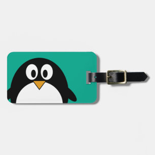 niedlicher Cartoon Pinguin smaragdfarben und schwa Gepäckanhänger