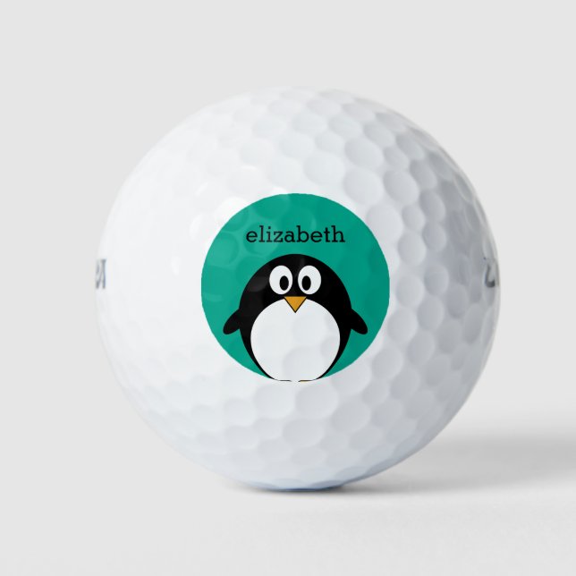 niedlicher Cartoon Pinguin smaragdfarben und schwa Golfball (Vorderseite)