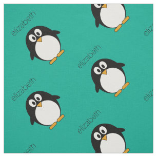 niedlicher Cartoon Pinguin smaragdfarben und schwa Stoff