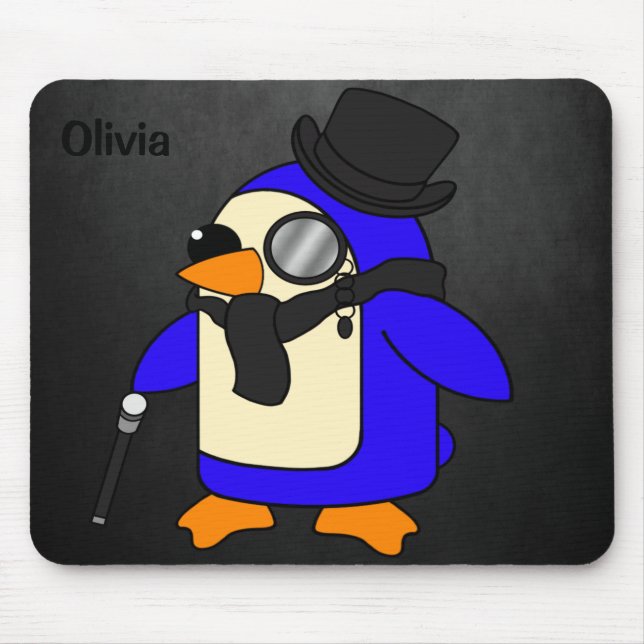 Niedlicher Cartoon Pinguin Stilschwarz Mousepad (Vorne)